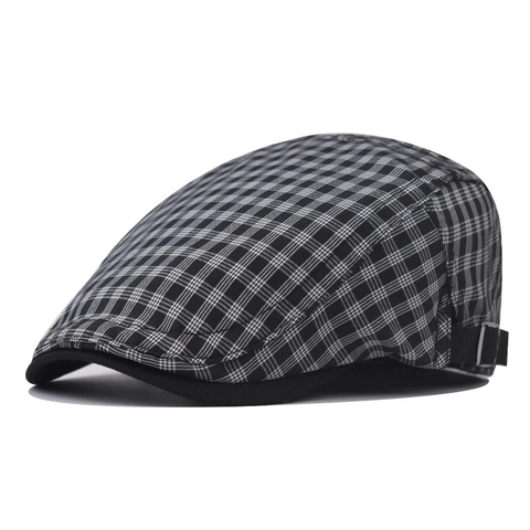 Casquette Plate À Carreaux Vintage Mélange De Coton Réglable Style Britannique Ivy Cap Chapeau Gatsby Pour Hommes Et Femmes Accessoire Rétro
