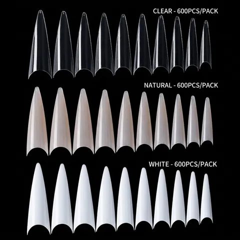 Punte Per Unghie Finte Lunghe A Stiletto ABS Copertura Completa Unghie Artificiali Salone Estensione Fai Da Te Per Donne
