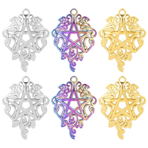 Collana Con Ciondolo A Stella Pentagramma Acciaio Inossidabile Motivo Vite Cavo Gioielli Per Donne Uomini Oro 18K