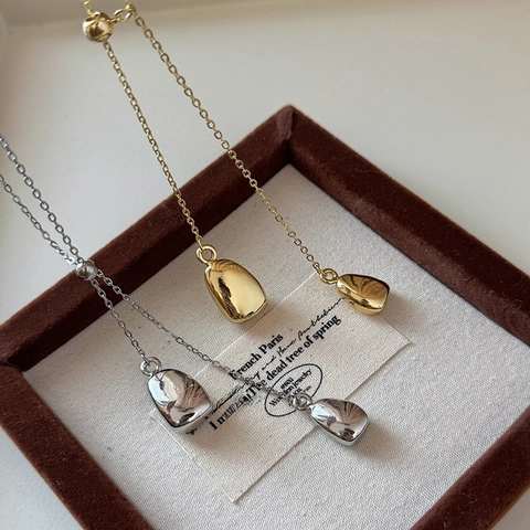 Minimalist Copper 18K Gold Plated Y Shape Long Necklace Irregular Water Drop Bean Pendant Sweater Chain Women Accessory