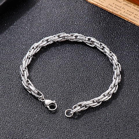 Men Chain Necklace 316L Stainless Steel Hip Hop Twisted Snake Texture Punk Jewelry Gold Steel Color