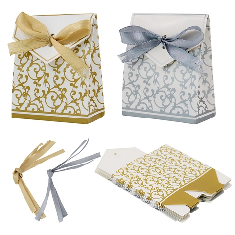 Wedding Candy Boxes Hollow Out Paper Gift Bags With Ribbon Bow Baroque Vintage Party Favors For Guests European Style