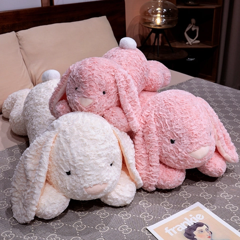 Zachte Liggende Konijn Knuffel Lange Oren Pluche Konijnenpop voor Kinderen Meisje Cadeau Comfortabel Slaapkussen Home Decor
