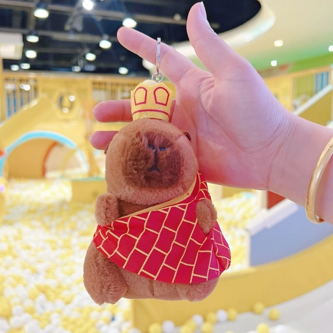 Polyester Plush Capybara Keychain Soft Animal Pendant For Bag Backpack Decoration Cute Cartoon Stuffed Toy Gift For All