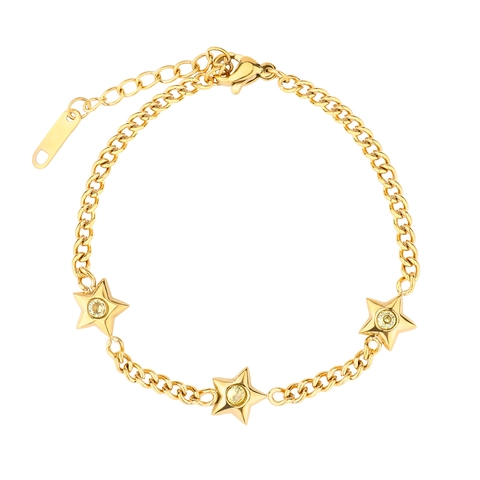 Bracelet Charme Étoile Acier Inoxydable Zircone Inlay Chaîne Réglable Bijoux Minimalistes Accessoire De Mode Pour Femmes