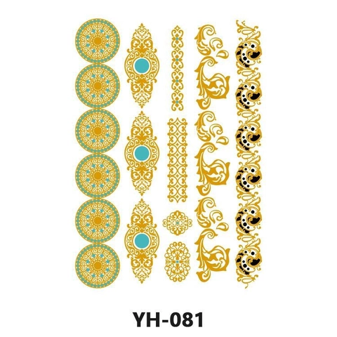 Metallic Temporary Tattoo Stickers Waterproof Gold Silver Bronzing Bohemian Mandala Butterfly Feather Retro Body Art Decor