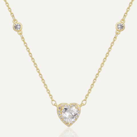 925 Sterling Silber Herz Anhänger Halskette Vergoldet Zirkonia Flash O Kette Eleganter Schmuck Für Damen