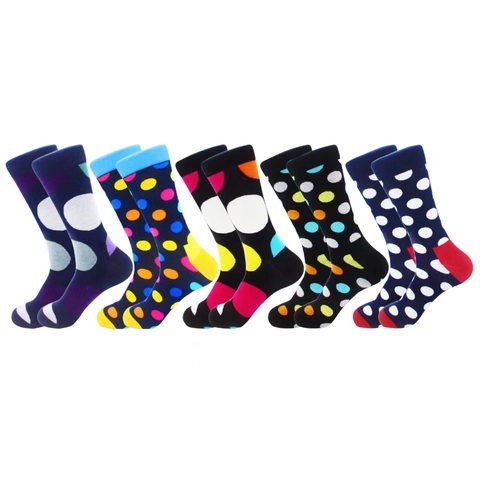 Bunte Polka Dot Crew Socken Atmungsaktive Baumwollmischung Mode Lässige Trendy Lebendige Bequeme Wadenhohe Strümpfe