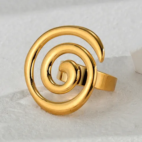 Titanium Steel Irregular Hollow Spiral Ring For Women Minimalist Niche Design Exaggerated Gold Spiral Earrings Jewelry