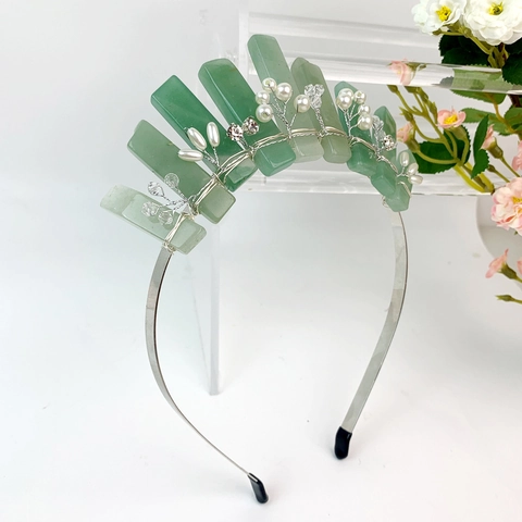 Cerchietto Per Capelli Corona In Cristallo Grezzo Naturale Perla Artificial Strass Tiara Per Matrimonio Festa Compleanno Stile Boho Donna