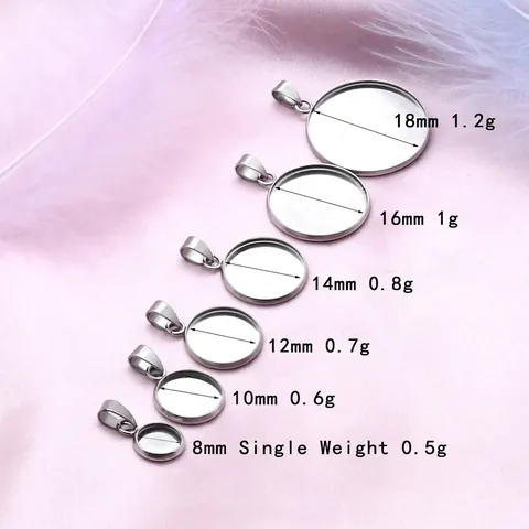 Stainless Steel Round Bezel Pendant Trays Blank Cabochon Base Settings For DIY Jewelry Making Necklaces Pet Tags