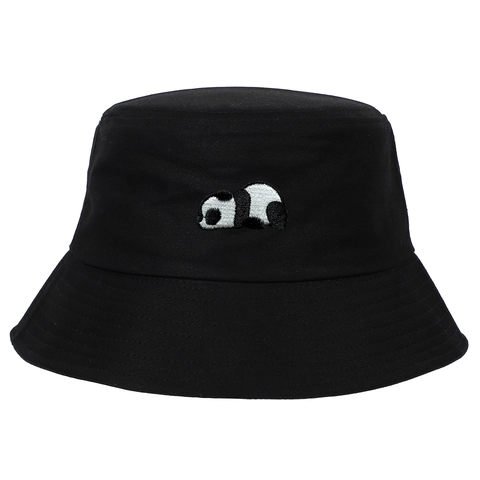 Stickerei Baumwolle Fischerhut Panda Braut Design Sonnenschutz Outdoor Lässige Mode Sonnenhut Für Damen Und Herren