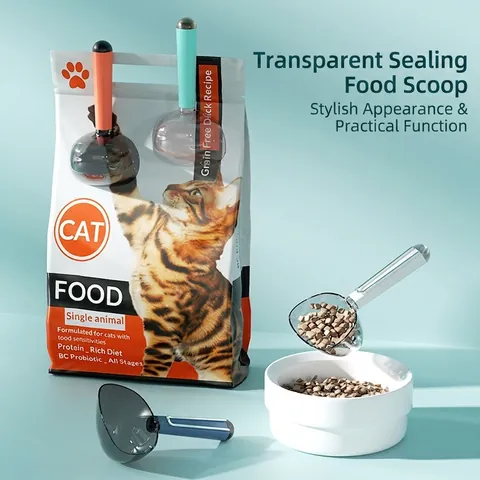 Pelle À Nourriture Pour Animaux Avec Poignée À Pince De Fermeture Gobelet Doseur Plastique ABS Pelle Pour Chiens Chats