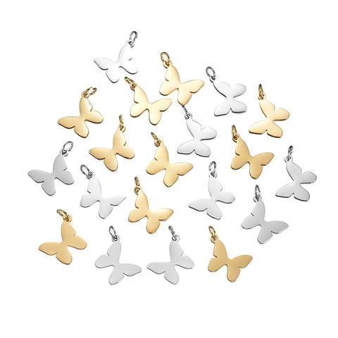 Stainless Steel DIY Pendants 18K Gold Plated Polished Charms For Jewelry Making Necklace Bracelet Fashion Star Heart Butterfly Crown