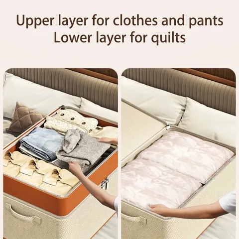 Large Capacity Clothes Storage Bag Foldable Quilt Organizer With Zippers And Reinforced Handles For Wardrobe Closet Home Organization
