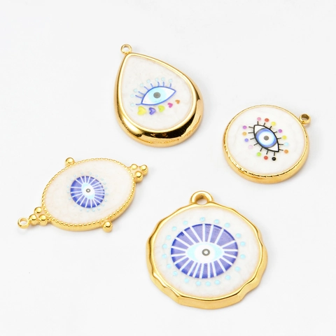 Ciondoli Malocchio In Acciaio Inossidabile Smalto Charms Geometrici Per Creazione Di Gioielli DIY Collane