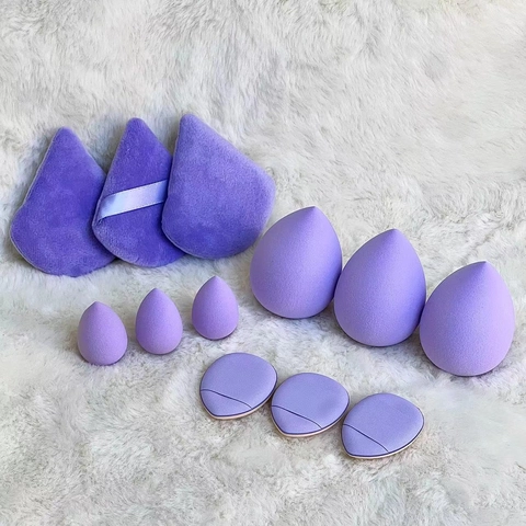 Set de Esponjas de Maquillaje Profesional Mini Borla de Dedo de Terciopelo Triangular Esponjas para Base Kit de Herramientas Cosméticas para Mujer