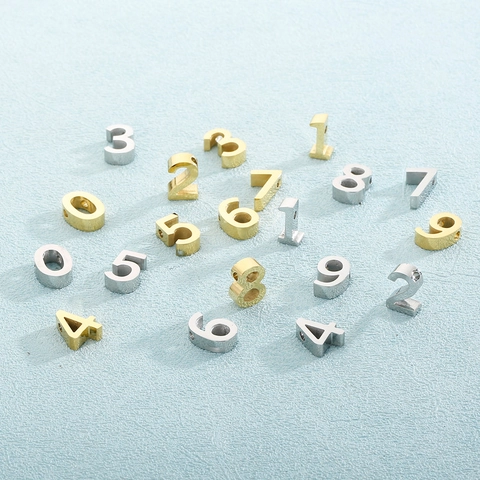 Stainless Steel Number Charms For Jewelry Making DIY Necklace Bracelet Polished Gold Silver Color Fashion Pendants