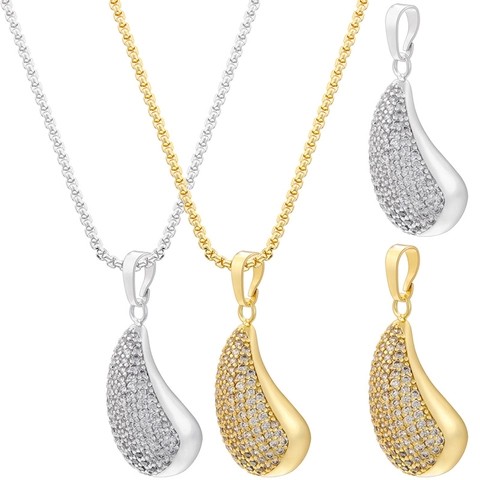 Collar Con Colgante De Gota De Agua Con Circonita Cobre Chapado Joyería Para Mujeres Estilo Elegante Simple