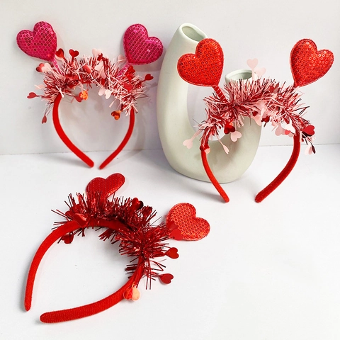 Cerchietto Per Capelli Con Cuore Per San Valentino Paillettes Tinsel Accessorio Per Capelli Da Festa Per Donne Ragazze