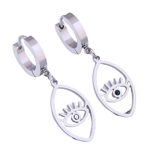 Evil Eye Huggie Hoop Ohrringe Titanstahl Hohl Zirkonia Anhänger Böhmischer Schmuck Für Damen