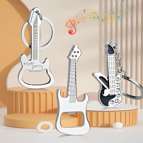 Musical Instrument Guitar Piano Violin Keychain Metal Zinc Alloy Bottle Opener Music Lover Gift Creative Ornament