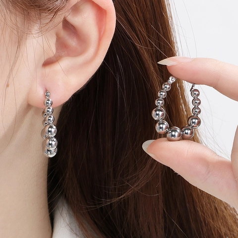 Orecchini A Cerchio Con Perline In Acciaio Inossidabile Per Donna Gioielli Geometrici Minimalisti A Forma Di U
