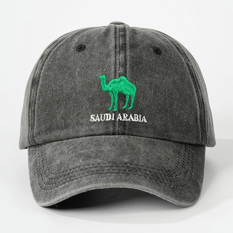 Cappello Da Baseball In Cotone Lavato Ricamo Cammello Arabia Saudita Retrò Regolabile Protezione Solare Cappello Da Esterno Unisex