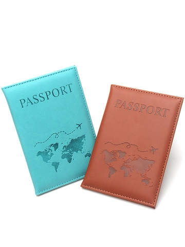 PU Leather World Map Passport Holder And Luggage Tag Travel Business Trip Accessories Pattern For Men Women