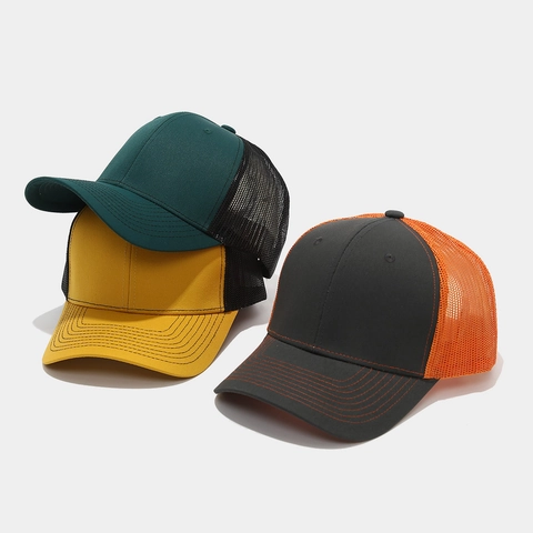 Ρυθμιζόμενο Καπέλο Trucker με Πλέγμα Unisex Αναπνεύσιμο Καπέλο Μπέιζμπολ Σκίαση για Εξωτερικούς Χώρους Μονόχρωμο Αντιθέσεις Ραφών Καπέλο από Μείγμα Βαμβακιού