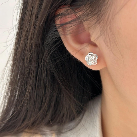 Rosenblüten Ohrstecker 925 Sterling Silber Einfacher Eleganter Koreanischer Stil Schmuck Für Damen