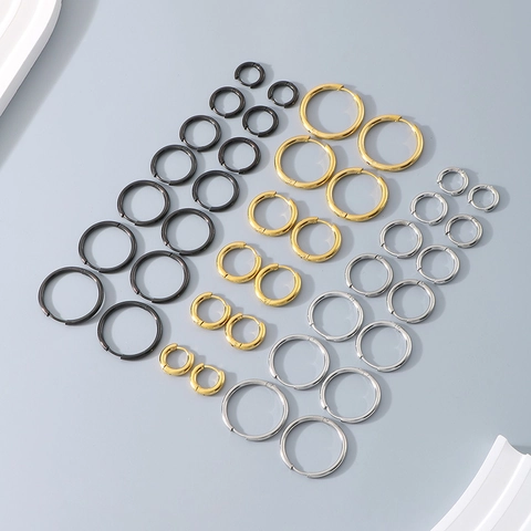 Minimalist Hoop Earrings Stainless Steel Gold Plated High Polished Geometric Round Loop For Women Daily Versatile