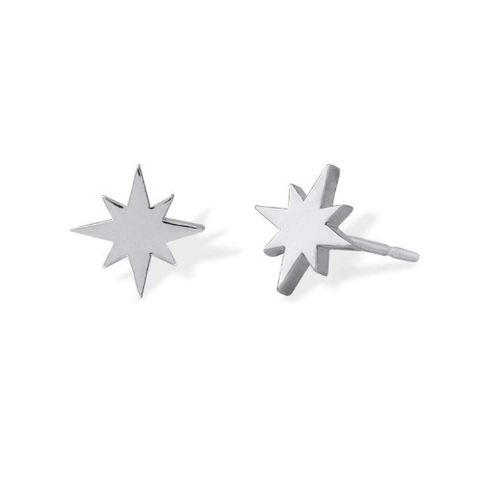 Eight Pointed Star Stud Earrings With 925 Sterling Silver Earring Post Minimalist Geometric Jewelry For Women Polished