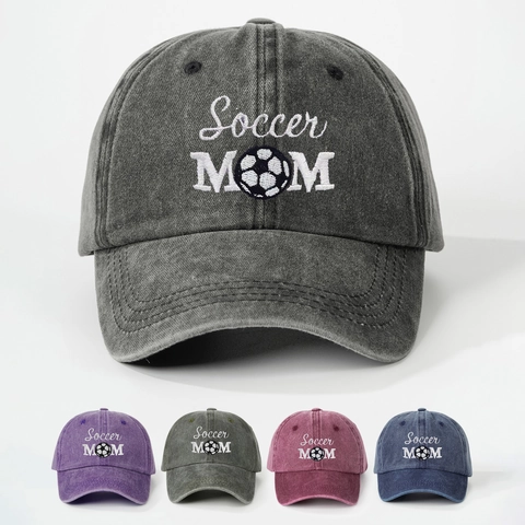 Casquette De Baseball Coton Lavé Broderie Soccer Mom Dad Hat Réglable Chapeau Soleil Vintage Pour Femmes Extérieur