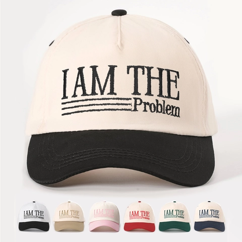 Embroidered I AM THE Problem Baseball Cap Polyester Contrast Color Retro Adjustable Sun Hat Unisex