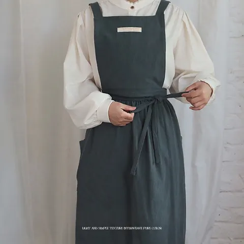 Baumwollschürze Atmungsaktiv Mit Taschen H-Rückenriemen Für Küche Kochen Backen Nordischer Stil Künstlerisch Für Damen