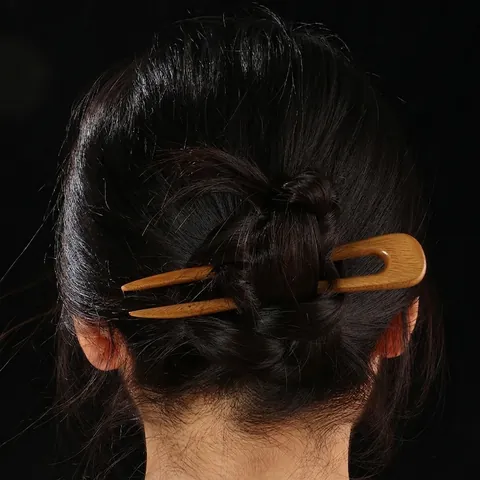 Pics À Cheveux En Bois De Santal En Forme De U Faits À La Main Fourchettes À Cheveux En Ébène Vintage Accessoires De Coiffure Style Chinois Pour Femmes