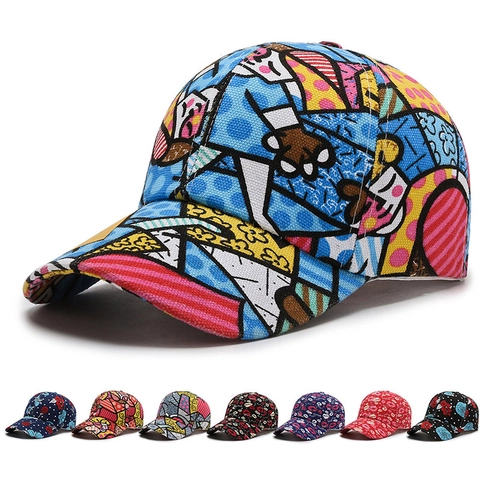 Unisex Graffiti Pop Art Bedruckte Baseballkappe Mode Cartoon Lippe Blumenmuster Segeltuch Sonnenhut Für Herren Damen Streetwear