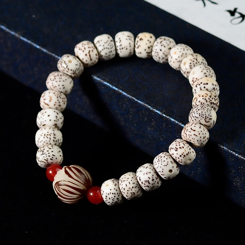 Xingyue Bodhi Seed Beaded Bracelet With Agate Aquamarine Alloy Lotus Zen Style Meditation Jewelry Men Women