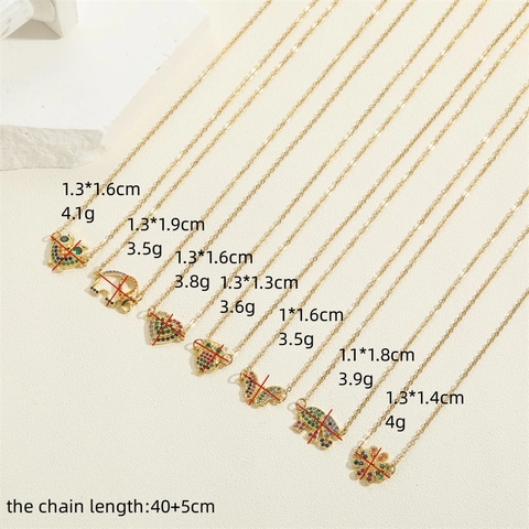 Collier Pendentif Animal Plaqué Or pour Femmes Cuivre Acier Inoxydable Zirconia Hibou Éléphant Coeur Papillon Bijoux