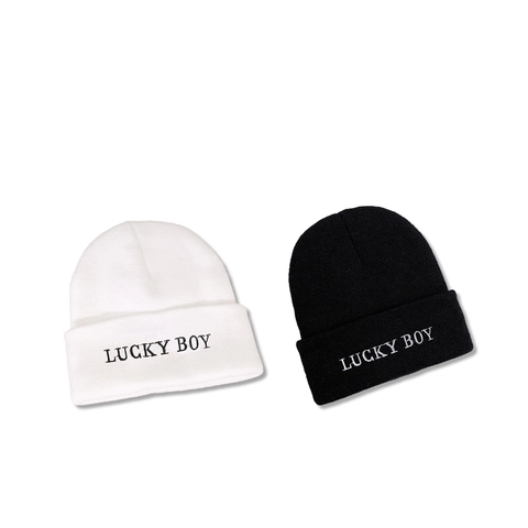 Berretto Beanie Lucky Boy In Maglia Di Acrilico Caldo Con Risvolto Inverno Autunno Outdoor Unisex Uomo Donna