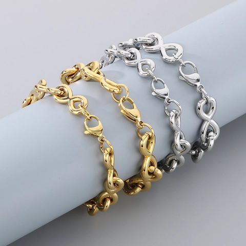 Edelstahl Unendlichkeitssymbol Halskette Und Armband Einfacher Vielseitiger Punk Stil Schmuck Für Männer