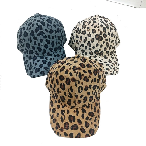 Leopard Print Baseball Cap Corduroy Baumwolle Verstellbar Gebogene Krempe Vintage Retro Stil Für Damen Herren
