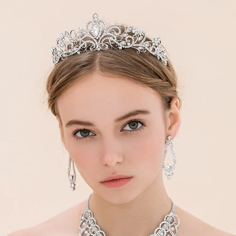 Elegant Bridal Rhinestone Tiara Alloy Crystal Wedding Hair Accessories With Side Combs Vintage Baroque Style For Women
