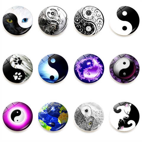 Runde Glas Kühlschrankmagnete Yin Yang Tai Chi Design Künstlerische Whiteboard Magnetische Aufkleber Haus Küche Büro Dekor