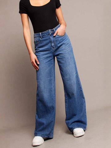 Damen High Waisted Wide Leg Jeans Gerade Baumwolle Denim Retro Streetwear Lose Blaue Lässige Lange Hose