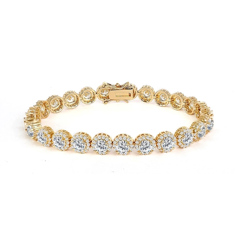 Hip Hop Kupfer Zirkonia Tennis Armband Für Herren Damen Iced Out Funkelnde Runde Stein Gliederkette Armband Schmuck