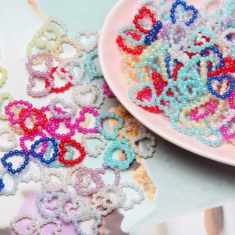 Perline Di Imitazione Künstliche Perle In ABS A Forma Di Cuore Colore Macaron Dolce Per Bricolage Decorazione Unghie E Cellulare