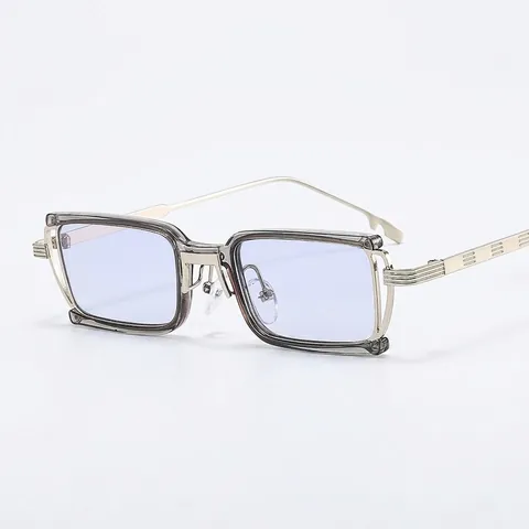 Retro Rectangular Sunglasses Metal Plastic Geometric Frame UV400 Protection Fashion Eyewear For Men Women