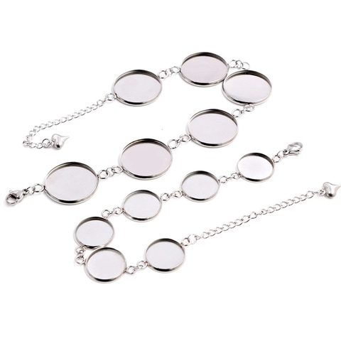 Base De Bracelet En Acier Inoxydable Paramètres De Plateau De Lunette Cabochon Rond Pour La Fabrication De Bijoux Bricolage